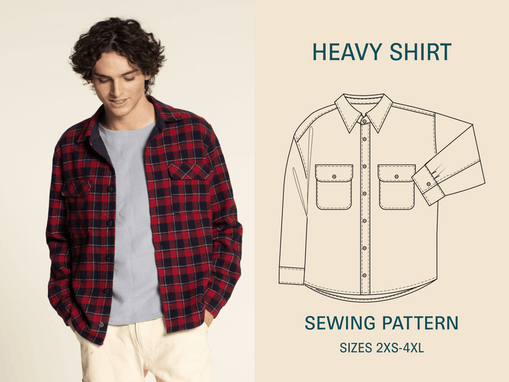 Heavy shirt sewing pattern- Men's Sizes 2XS-4XL - Wardrobe By Me