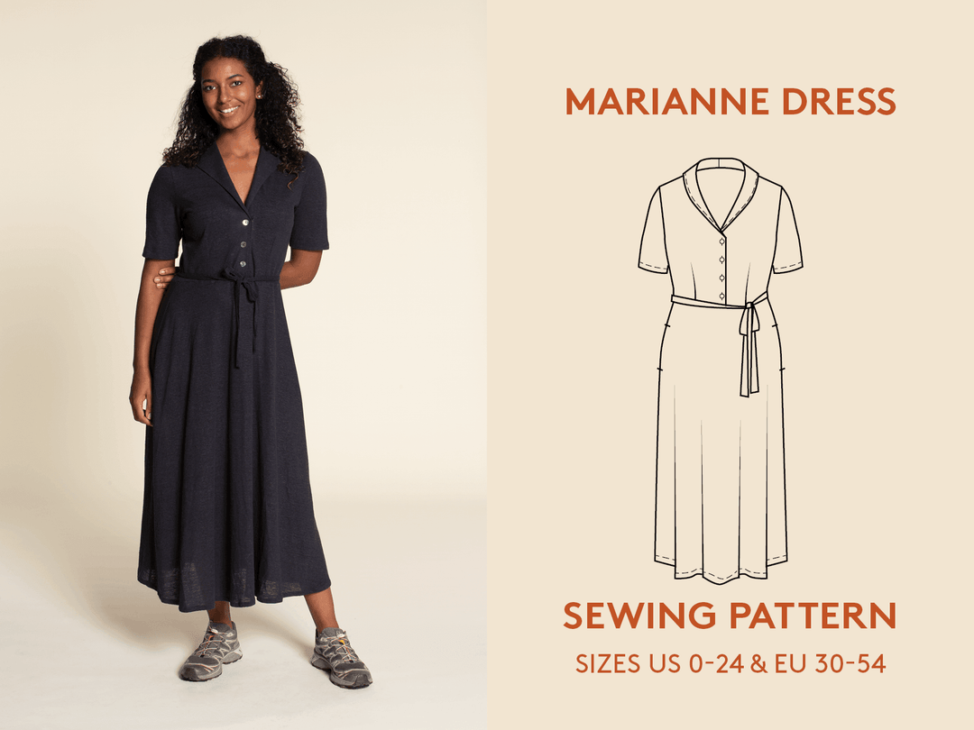 Marianne Dress Printed pattern -Women's sizes - Wardrobe By Me