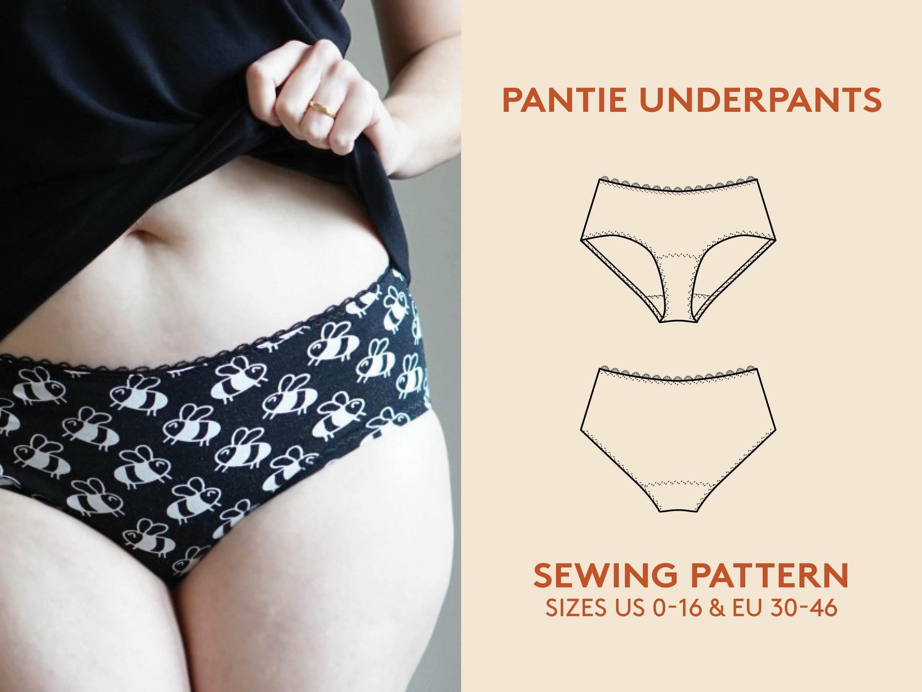 Womens Curvy Basic Underwear PDF Sewing Pattern Lingerie Pattern