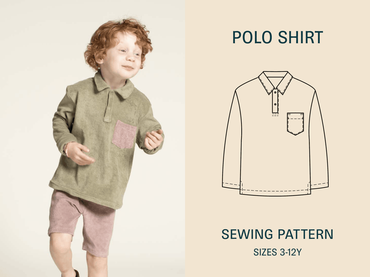 Polo Shirt Sewing Pattern - Kids Sizes 3-12Y - Wardrobe By Me