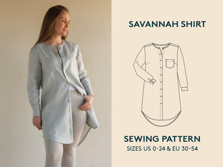Savannah Shirt  dress Sewing Pattern - Wardrobe By Me