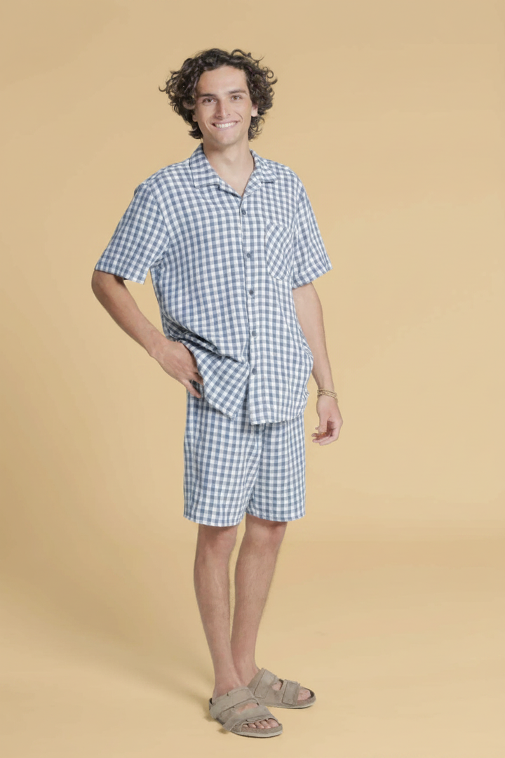 Seersucker shorts – gylden baggrund