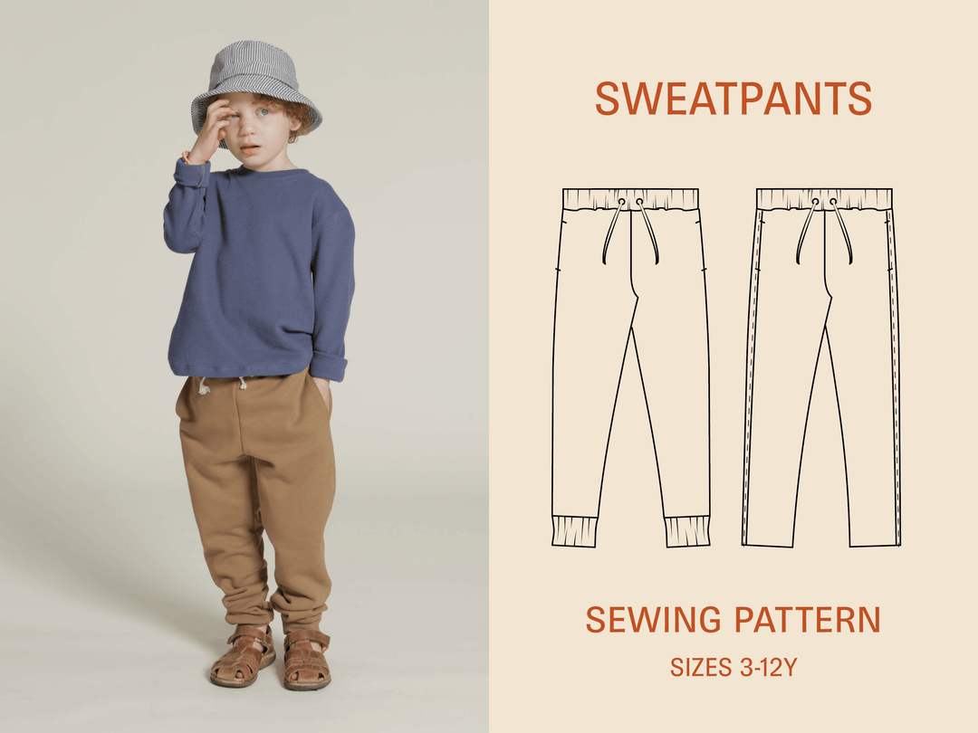 Sweatpants Sewing Pattern - Kids Sizes 3-12Y - Wardrobe By Me