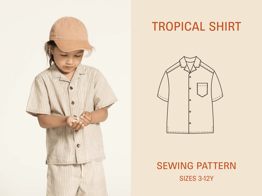 Tropical Shirt Sewing Pattern - Kids Sizes 3-12Y - Wardrobe By Me