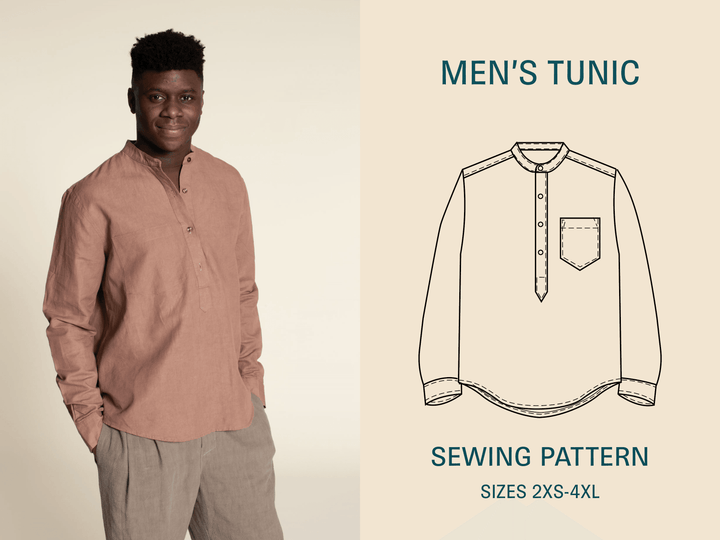 Tunic sewing pattern- Men's Sizes 2XS-4XL - Wardrobe By Me