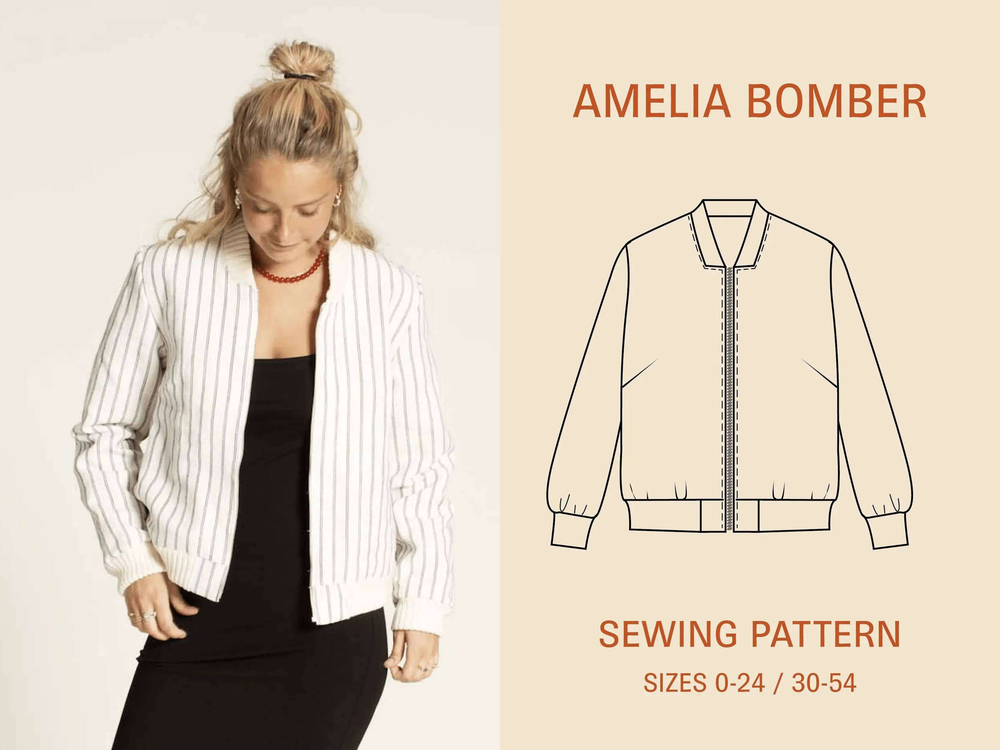 Amelia Bomber Jacket- Printed Pattern Wardrobe By Me