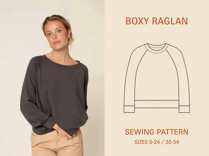 Boxy Raglan Sweater- Printed Pattern - Wardrobe By Me