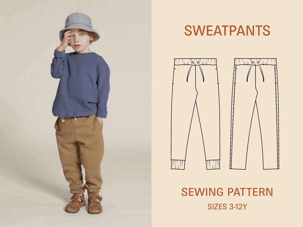 Kids sweatpants sewing pattern Wardrobe By Me