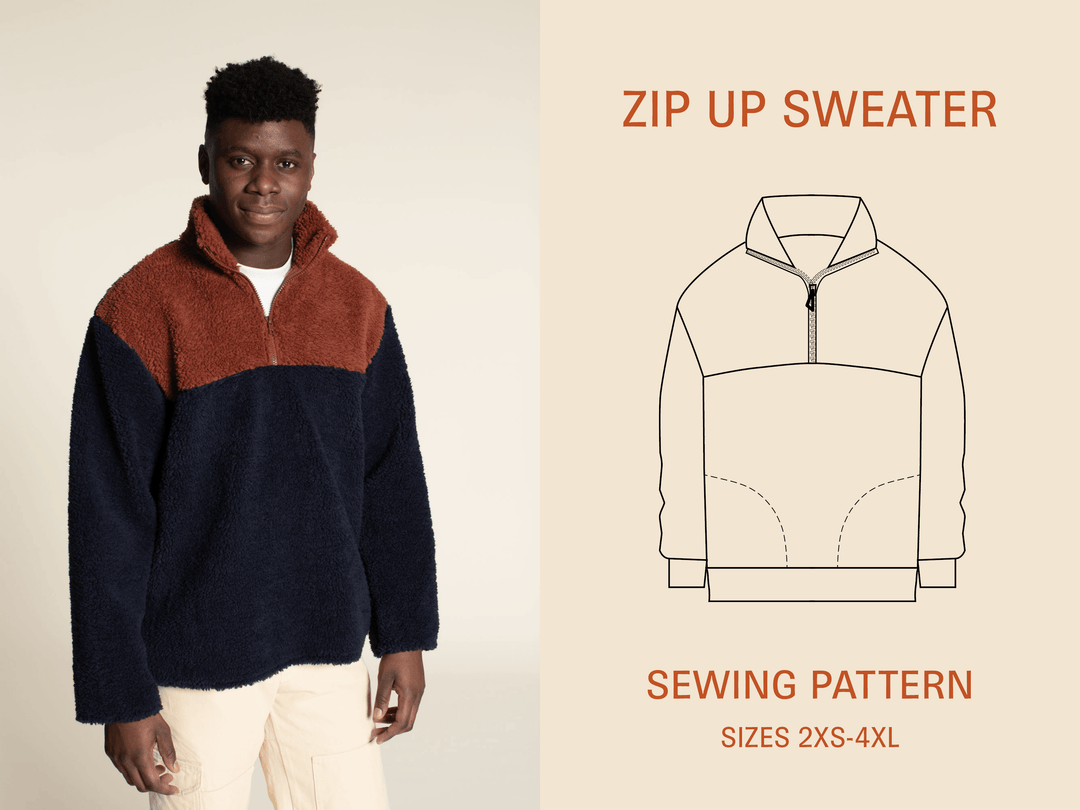 Zip-Up Sweater Printed pattern-Men's Sizes 2XS-4XL - Wardrobe By Me