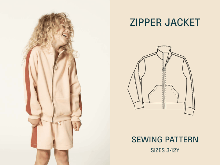 Zipper Jacket Sewing Pattern - Kids Sizes 3-12Y - Wardrobe By Me